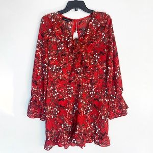 Red Floral Romper